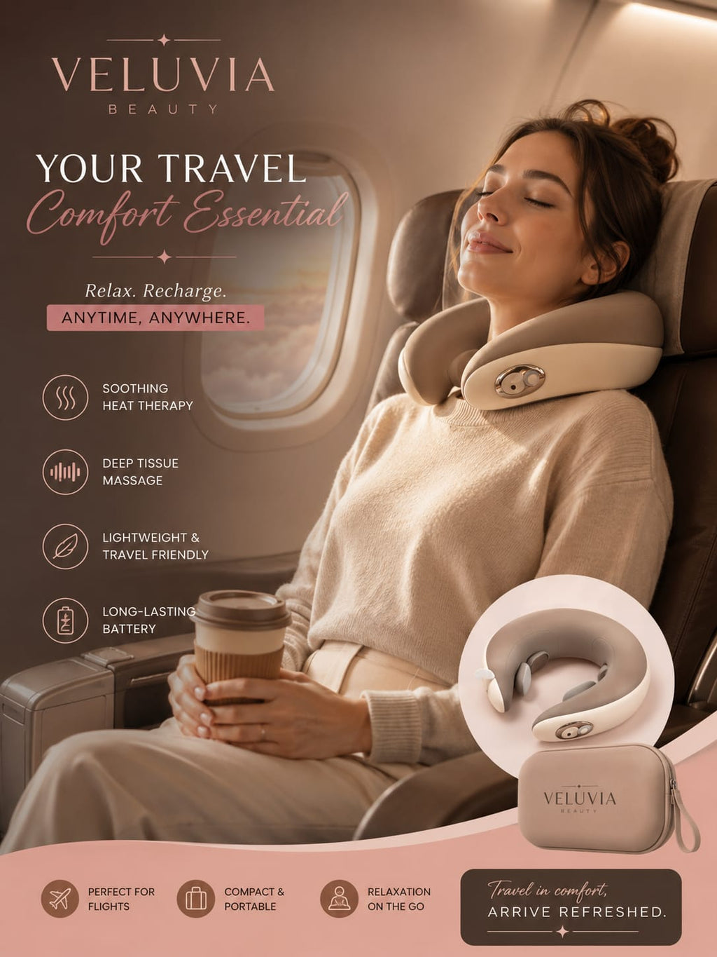 Veluvia™ Travel Neck Massager Pro with Memory Foam
